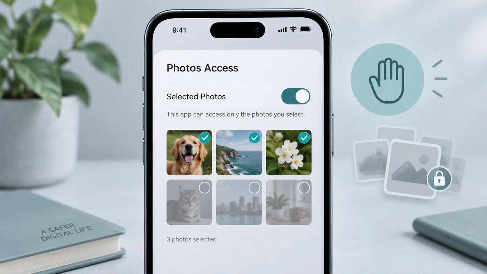 Selected photos allowed access while other thumbnails remain private